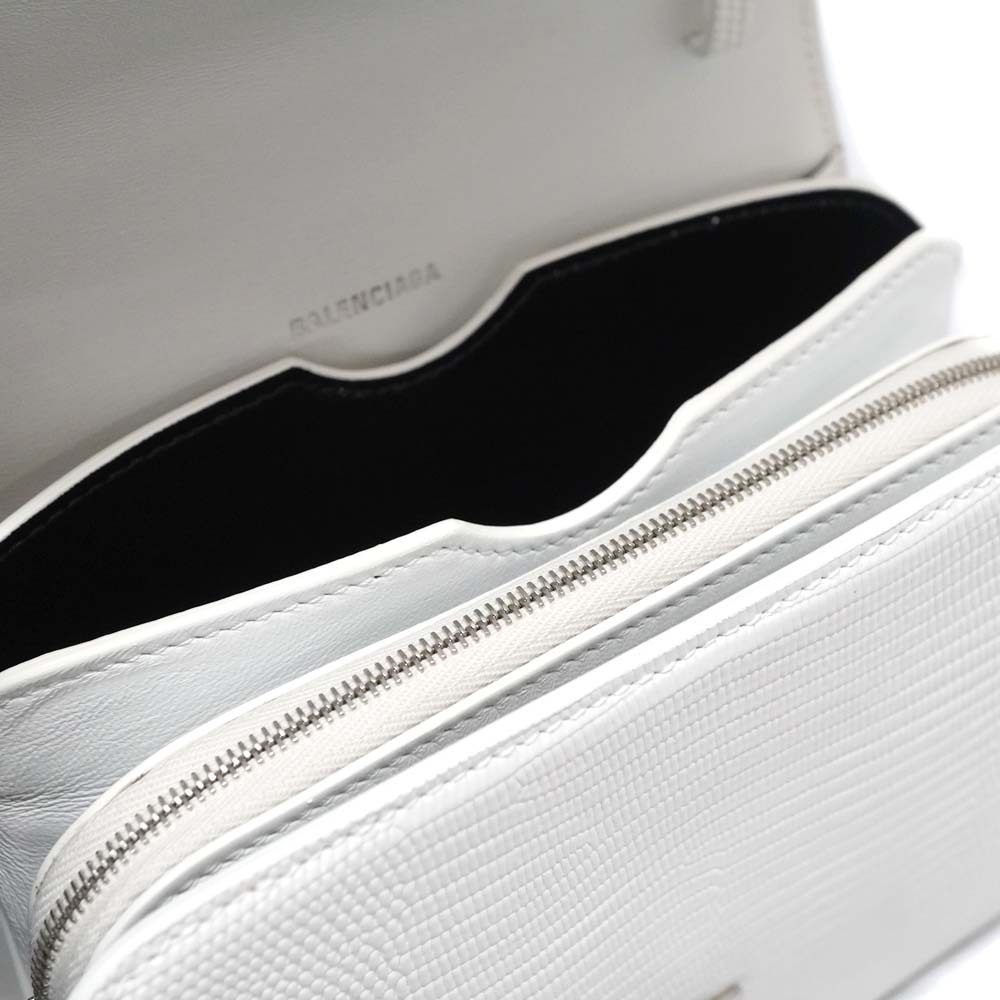 Balenciaga B Logo Plaque Crossbody Bag croc embossed White - Picture 10 of 11